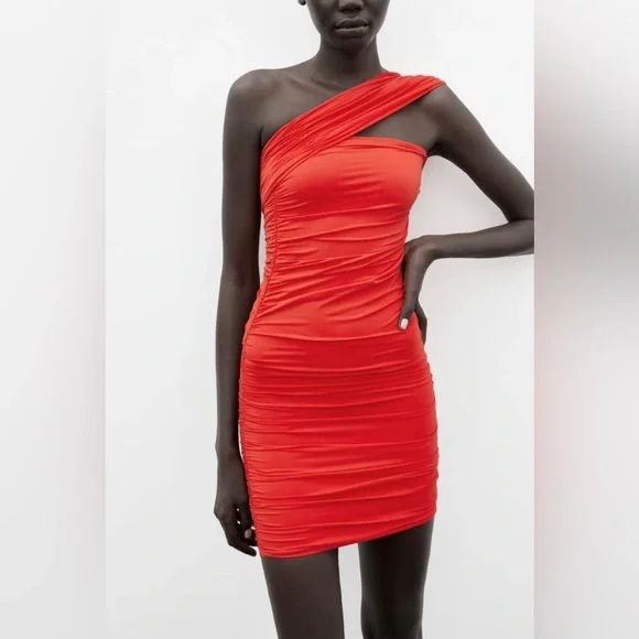Zara GATHERED STRAPLESS FITTED DRESS Size Small - Picture 2 of 5